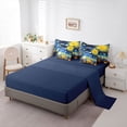 thumbnail image 3 of Homewish Bohemian Oil Painting 7-Piece Twin Bedding,Swirling Stars City Bedding Comforter Set,Navy Yellow,Navy Blue Reversible, 3 of 8