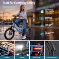 thumbnail image 2 of Lilypelle Folding Electric Bicycle for Adults, 20"×3.0 Fat Tire 7 Speed Step-Thru Electric Cargo Bicycle, 500Wh Built-in detachable battery, Peak 1000W Rear Motor，20MPH, Fits for 4'9" to 6'5", 2 of 9
