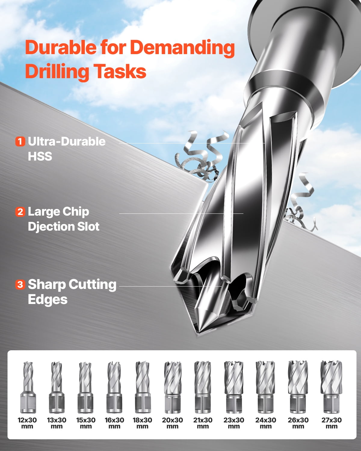 VEVOR Magnetic Drill,1450W Motor 1.6 in Boring Diameter, 2810 lbf Portable Electric Mag Drill Press, with 11 Coring Bits, 850 RPM Speed, Drilling Machine for Metal Surface, Home Improvement Industry