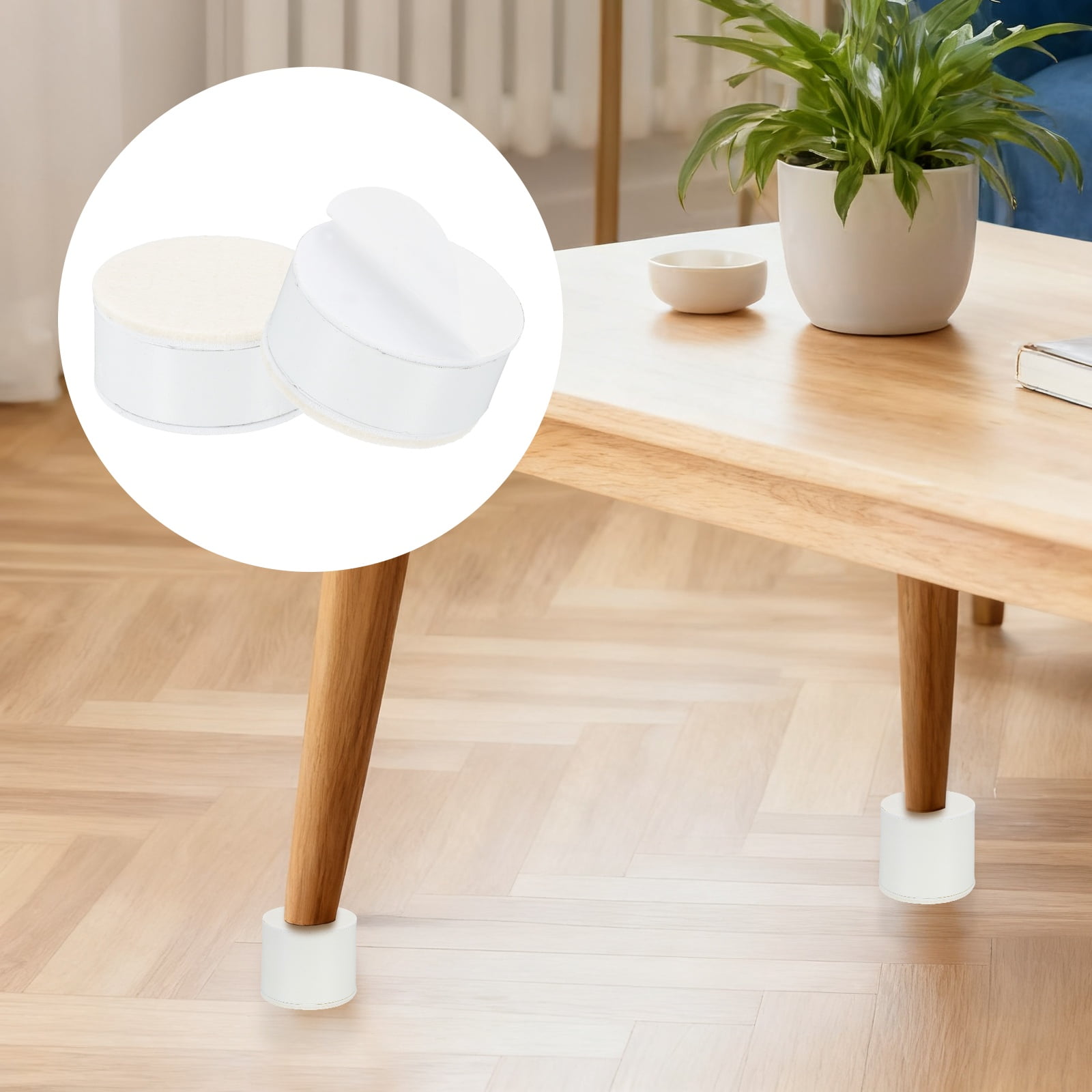 4 Pack Round Self-Adhesive Furniture with Felt Pads 2.36"x1.18", White