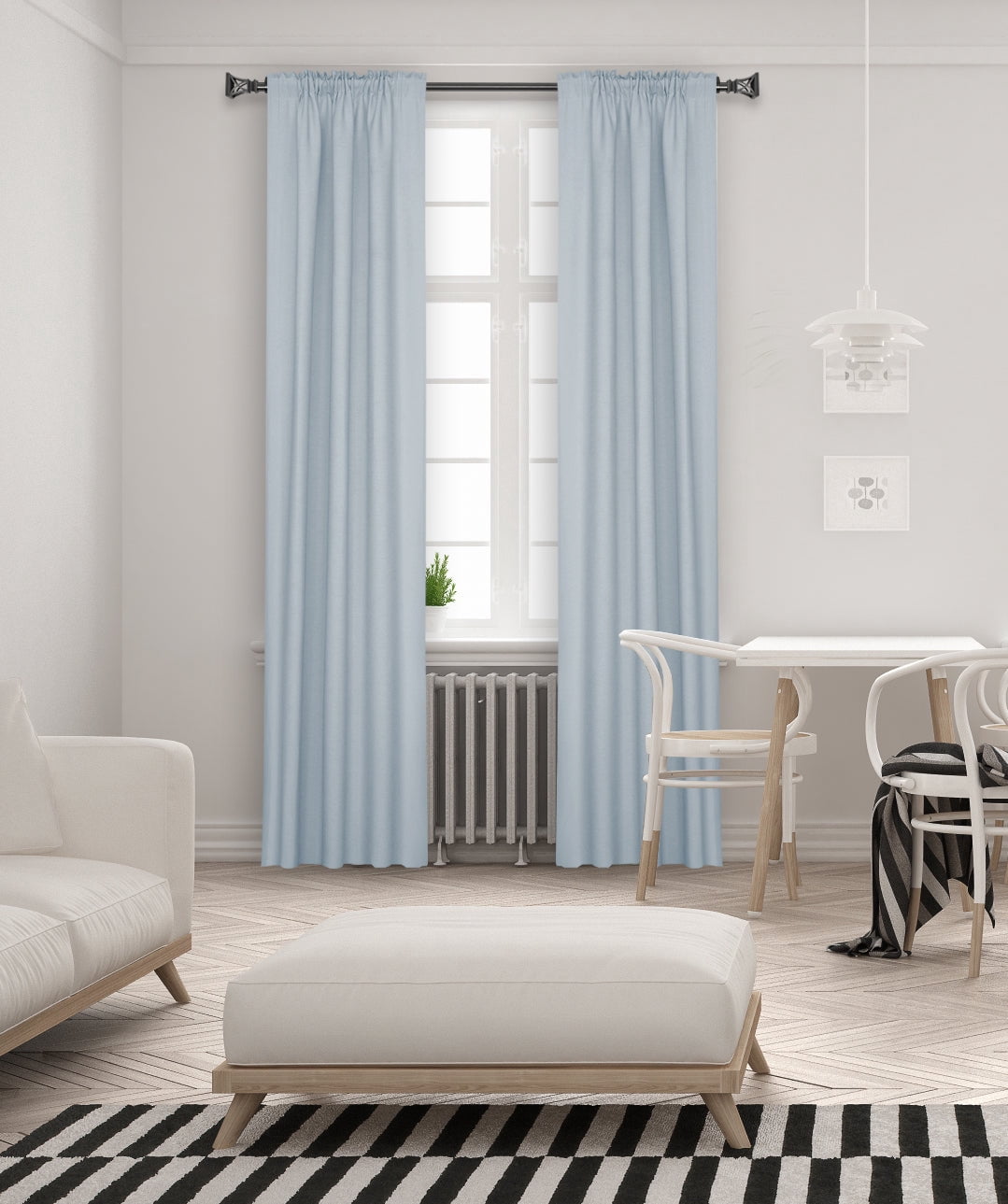 Lumi 36 in. - 66 in. Adjustable Single Curtain Rod 3/4 in. Dia. in Gunmetal with Square Cage finials