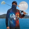 thumbnail image 3 of SEANATIVE Men's Outdoor Fishing Hoodie Sun Protection with Face Cover, Lightweight Portable Sun Block Top UV Protection Hooded Pullover for Travel Fishing, M, Tiger Pattern Blue Orange, 3 of 7
