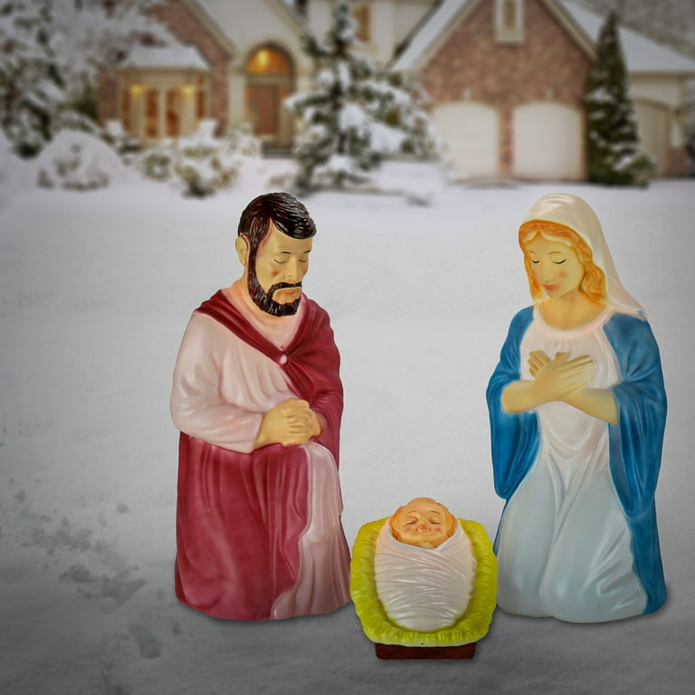National Tree Company 3 Pc. Vintage Blow Mold Nativity Holy Family Figurine Walmart
