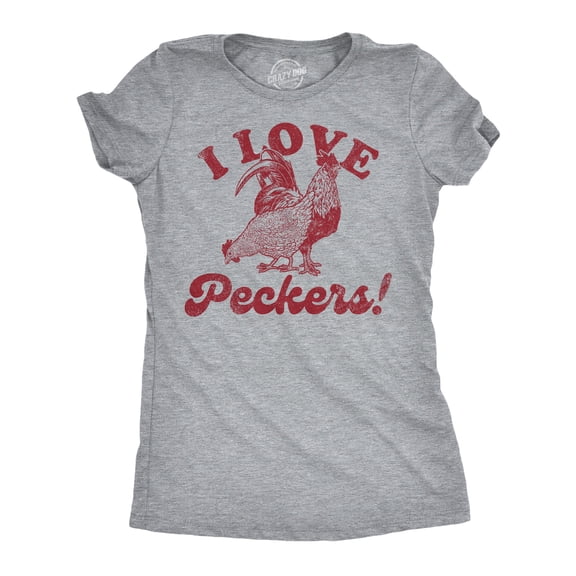 Womens Funny T Shirts I Love Peckers Sarcastic Chicken Graphic Tee for Ladies Womens Graphic Tees