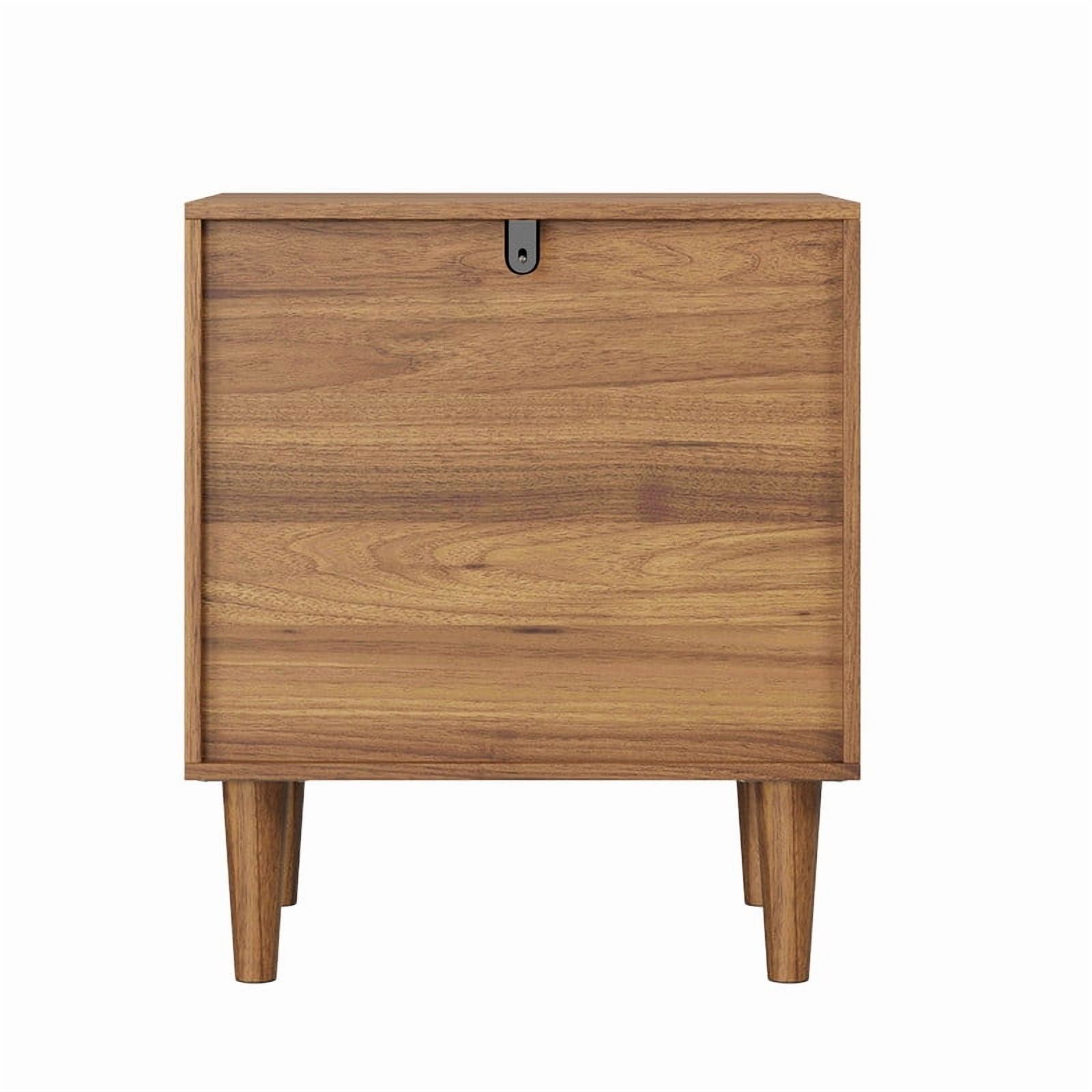 1-Piece Wooden Nightstand with 2 Drawers & 2 Handles, Bedside Storage Table Small Cabinet with 4 Legs