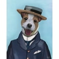 thumbnail image 2 of Fab Funky 20x24 Black Ornate Wood Framed with Double Matting Museum Art Print Titled - Jack Russell in Boater, 2 of 4