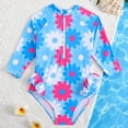 thumbnail image 4 of ATOGUTA Kids Swimsuits Girls Kids Zipper Rashguard Swimwear One Piece Sun Protection Rash Guard Bathing Suit Size 0-6, Blue, 4 of 6