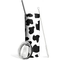 Cow Print Tumbler with Lid and Straw-Stainless Steel Insulated Thermal-Slim Cows Skinny Tumbler-Cow Print Decor-Cow Gifts for Women-Cow Tumbler-Cow Stuff-Birthday Gifts for Women Mom-20 oz Tumbler