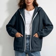 thumbnail image 4 of WIZUTIZ Women's Solid Color Zip Up Hoodie Drawstring Hood Pockets Long Sleeve Casual Jacket Lightweight Fall Spring Outerwear, 4 of 7
