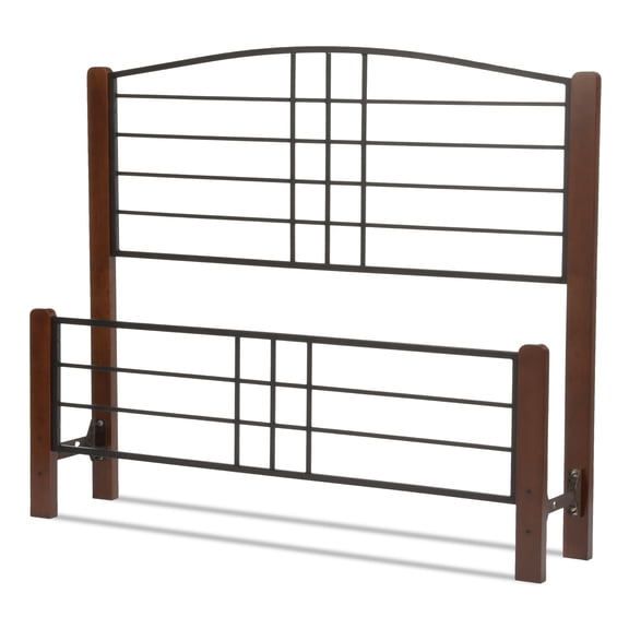 Dayton King Transitional Headboard & Footboard Set, Textured Black & Spice