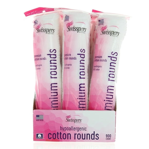 Cotton Rounds Swisspers Premium, hipoalergénicas, 900 unidades