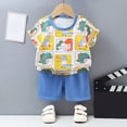 thumbnail image 2 of Toddler Boy Summer Clothes Outfits Kids Cotton Round Neck Cartoon Print Set Cute Boy Summer Suit 2-Piece, 2 of 5