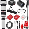 thumbnail image 1 of Opteka 650-1300mm f/8-16 HD MC Manual Focus Super-Telephoto Zoom Lens with 2x Converter (2600mm) + 72-Inch Monopod + IR Remote + Cleaning Kit for Canon EOS EF Mount Digital SLR Cameras, 1 of 11