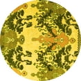 thumbnail image 1 of Ahgly Company Indoor Round Abstract Yellow Modern Area Rugs, 6' Round, 1 of 4