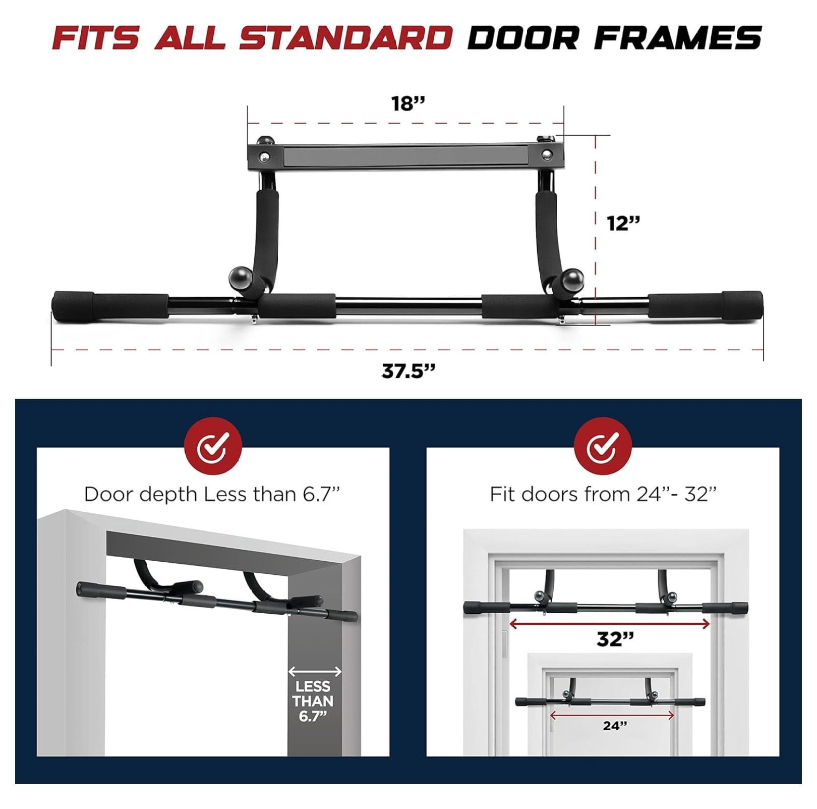 Pull up bar Doorway Heavy Duty Chin up bar Trainer for Home Gym Doorway Pull up bar or dip bar