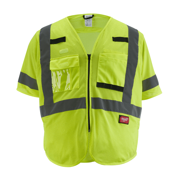 Milwaukee Tool Class 3 High Visibility Yellow Mesh Safety Vest - 2XL/3XL