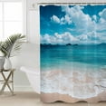 thumbnail image 2 of Small Stall Shower Curtain 36x72 Inch Narrow Half Size Coastal Beach Bath Curtains Bathroom Decor Blue Ocean Summer Sand Mountain Shore Waterproof Fabric Shower Curtain Set with Hooks 36 Inch, 2 of 6