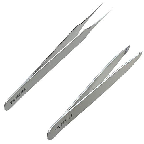 Tweezees Precision Stainless Steel Tweezers Professional Slant Tip