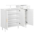 thumbnail image 5 of Elegant Shoe Cabinet With Arched Doors And Adjustable Shelves, White, For Entryway, Living Room, Build White Entryway Curved Top Plate, Spacious Desktop, Stylish, 5 of 6