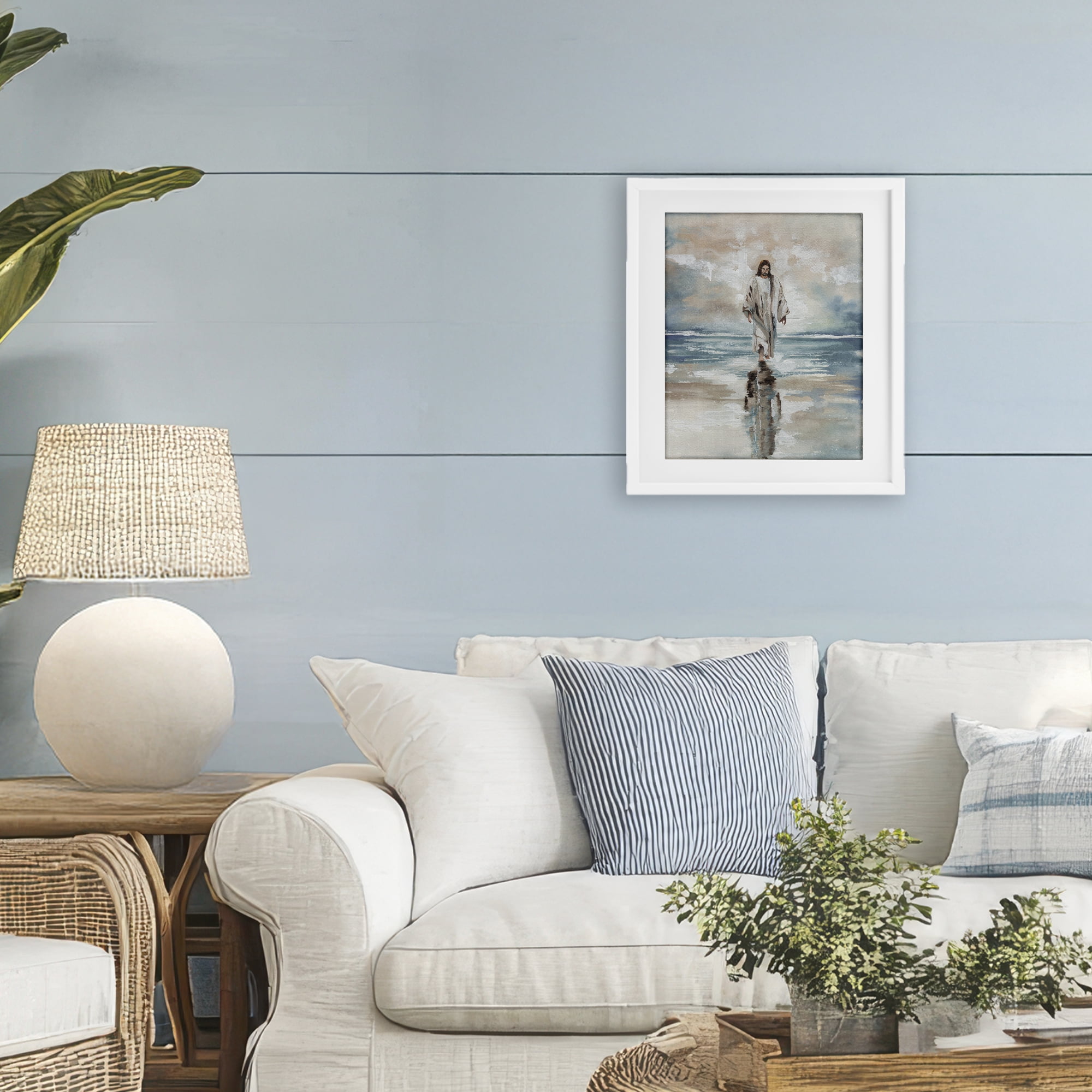 Stupell Industries Jesus on Water White Framed Print Under Glass, design by Elizabeth Medley