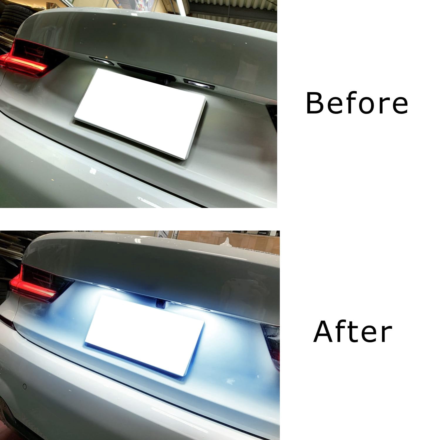 Can-Bus Error Free OEM-Fit 3W Full LED License Plate Light Kit For BMW Gxx Chassis Code G20 3 Series, G30 5 Series, G05 X5, Powered By 12-Piece Ice Blue Aqua LED Diodes