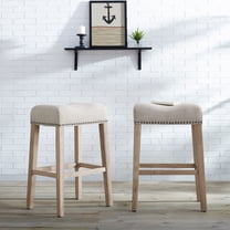 CoSoTower Upholstered Backless Saddle Seat Bar Stools 29" Height Set of 2, Tan