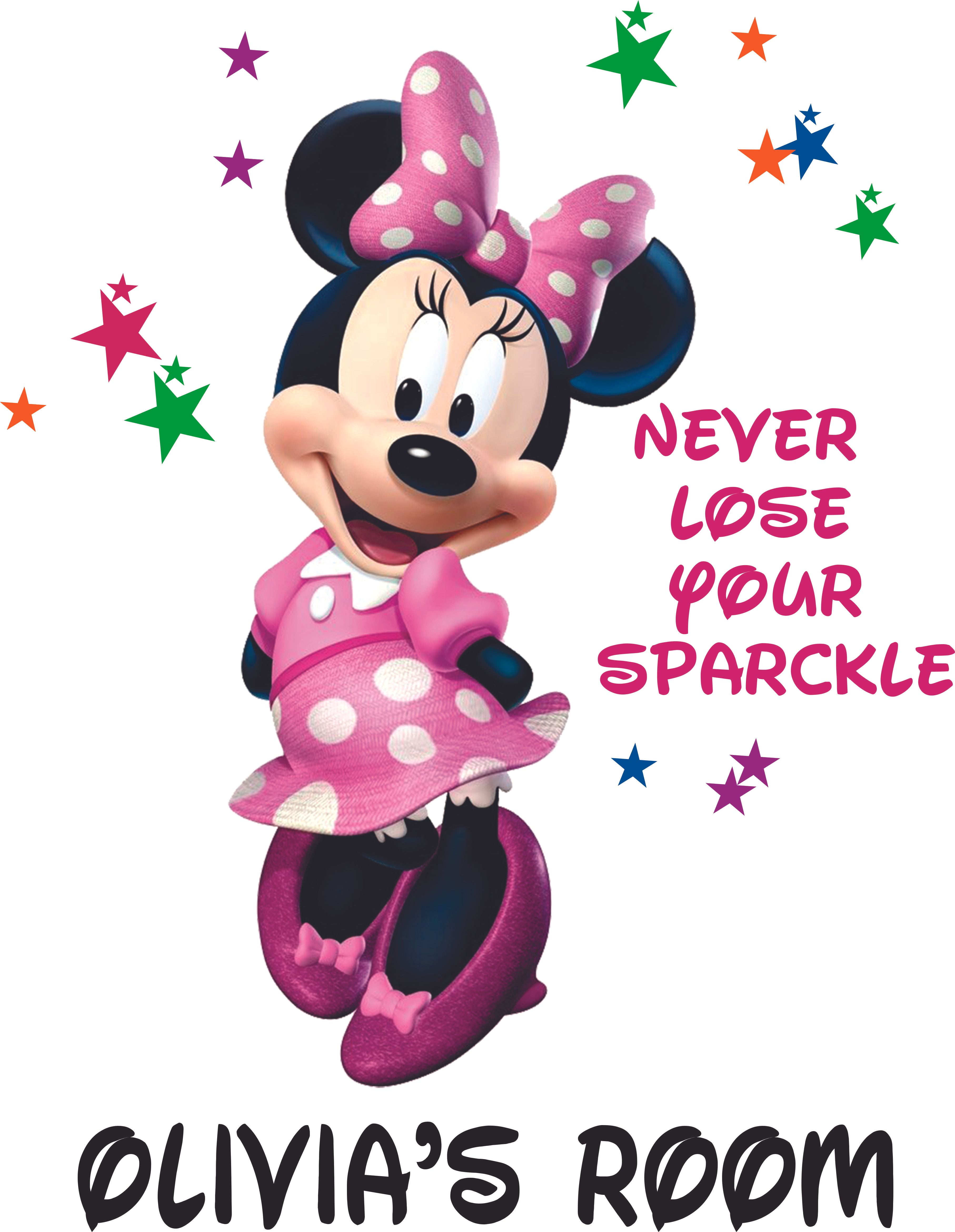 Minnie Mouse Personalised Wall Art Vinyl NOW with 50 HEARTS 