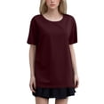 thumbnail image 1 of T-shirt Mode Femme Col Rond Grande Taille Manches Courtes Couleur Unie avec Tissu Doux et Respirant, 1 of 5
