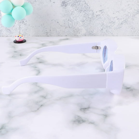 WHAMVOX Fashionable Frame Sunglasses Retro Round Lens Funny Shades UV400 Glasses (Purple Frame Blue Lens)