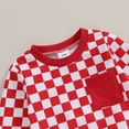 thumbnail image 5 of Bagilaanoe 2PCS Toddler Baby Boy Pants Set Checkerboard Print Long Sleeve Sweatshirt Pullover Tops + Drawstring Sweatpants 6M 12M 18M 24M 3T Kids Casual Sweatsuits, 5 of 7