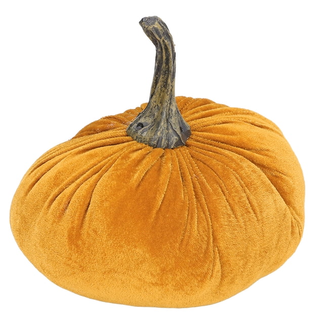 Tela de calabaza, material de tela pequeño y compacto, tallos retorcidos, decoración de escena de otoño para centros de mesa, vacaciones, amarillo