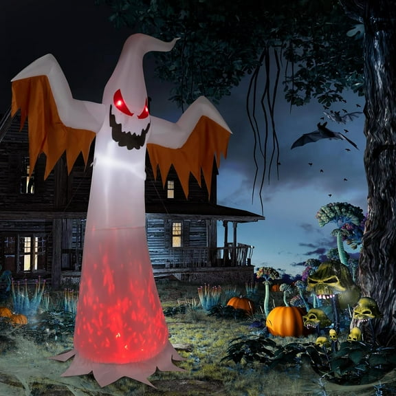 VINGLI Inflatable Halloween Outdoor Decorations, Blow Up Yard Decorations, Built-in LED Lights Décor for Indoor Home Party Garden Lawn Store, 12FT Giant Ghost