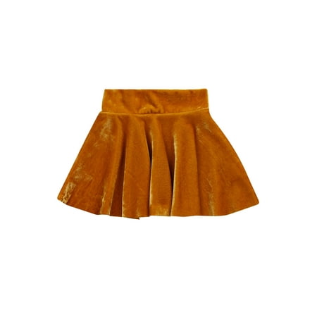 

Herdignity Baby Girls Princess Half High-Waist Velvet Solid Color Pleated Dress