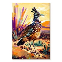 Elephant Stock Desert Roadrunner Wall Art - Vertical Canvas Wall Art - Living Room Wall Decor - Animal Canvas - Orange And Purple Decor By Ryan James - 24" x 36"