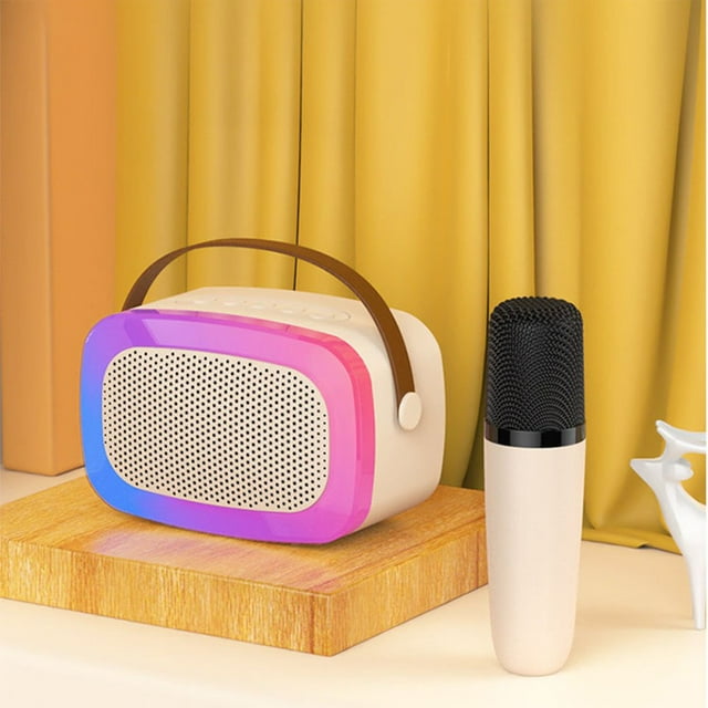 LEEYNEER Karaoke Machine With 1 Wireless Microphone Portable Bluetooth Speaker With HD Sound PA System Support Vocal Cut USB SD AUX Input For Party Meeting