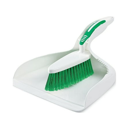Libman Plastic Dust Pan & Brush Set Green White 2 Pack Case #95