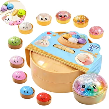 Dumpling Squishy Mystery Dumplings Blind Box 1PC Random Color, Squeeze Toy, Fidget with Steamer Box