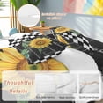 thumbnail image 4 of Summer Sunflower Queen Size Comforter Set, Yellow Floral Plants Retro Black White Plaid Bedding for All Seasons, 4 Pcs Bed Set, 1Quiltcover (90"x92") ,1Sheet(94"x116"), 2Pillowcases (30"x20"), 4 of 9