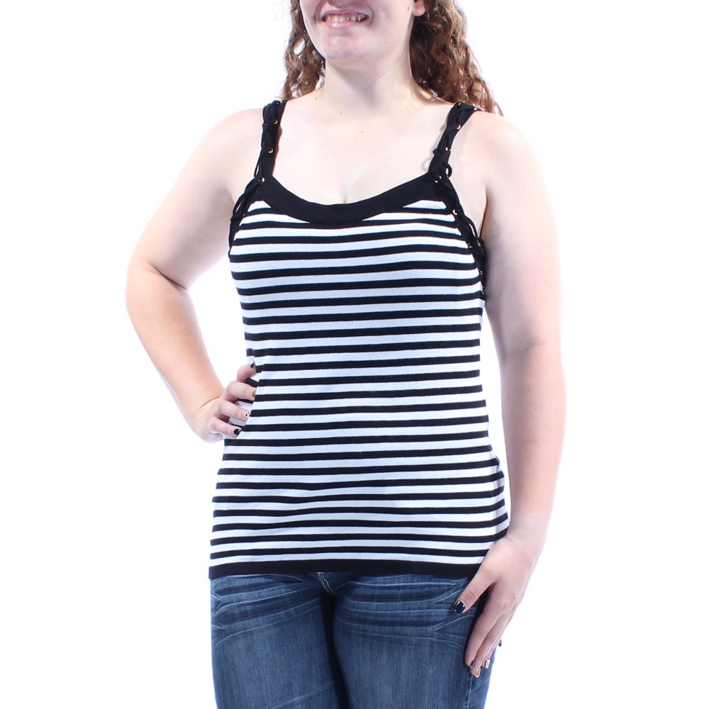 INC INC Womens Black Embellished Striped Sleeveless Square Neck Vest Top Size XL Walmart