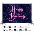 thumbnail image 2 of Pink Neon Birthday Backdrop Night Sky Star Starry Galaxy Stars Birthday Photography Background for Girls Women Princess Birthday Party Decorations Banner Photo Studio Props, 2 of 5