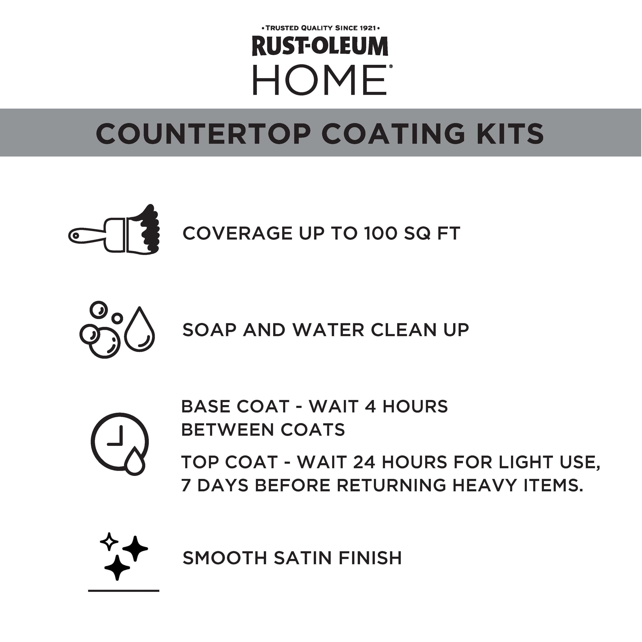 Steam Gray, Rust-Oleum HOME Countertop Satin Coating Kit-38496220T, Quart