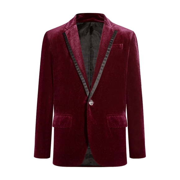 Venjoe Kids Boys Velvet Gentleman Suit Blazer One Button Formal Tuxedo Suit Jacket Outerwear for Wedding Party Burgundy 16