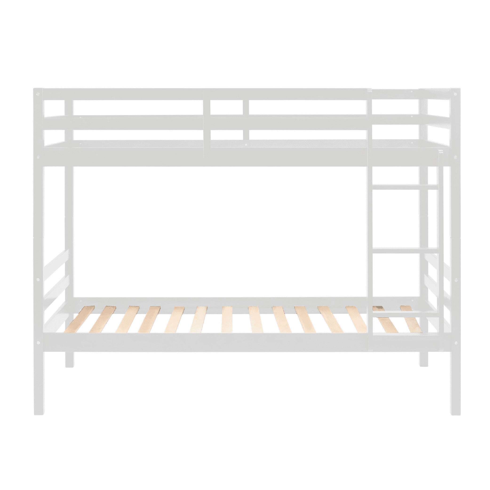 MAYEERTY Twin over Twin Bunk Bed with Ladder, Wooden Bed Frame with High Guardrail and Ladder for Kids, No Box Spring Needed, White