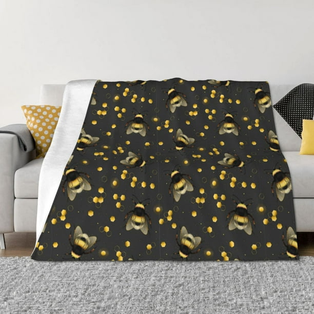 Fotbe Bee Manta de Franela con Estampado, Manta Ultrasuave para Cama, Sofá, Auto, Hipoalergénica y Antibolitas-40"x30"