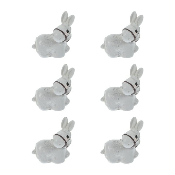Masteelf 6pcs Miniature Donkey Figurines Cute Resin Animal Statues for Mini Garden Decor Animal Ornaments for Micro Landscape Decorations