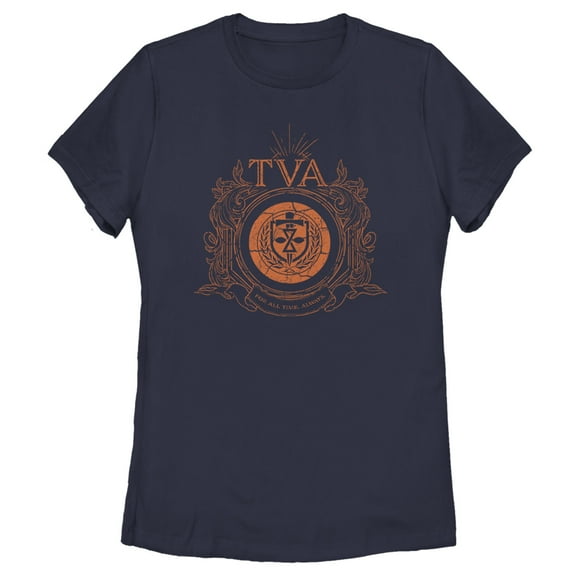 Women's Marvel Loki TVA Distressed Logo  Graphic Tee Navy Blue Small