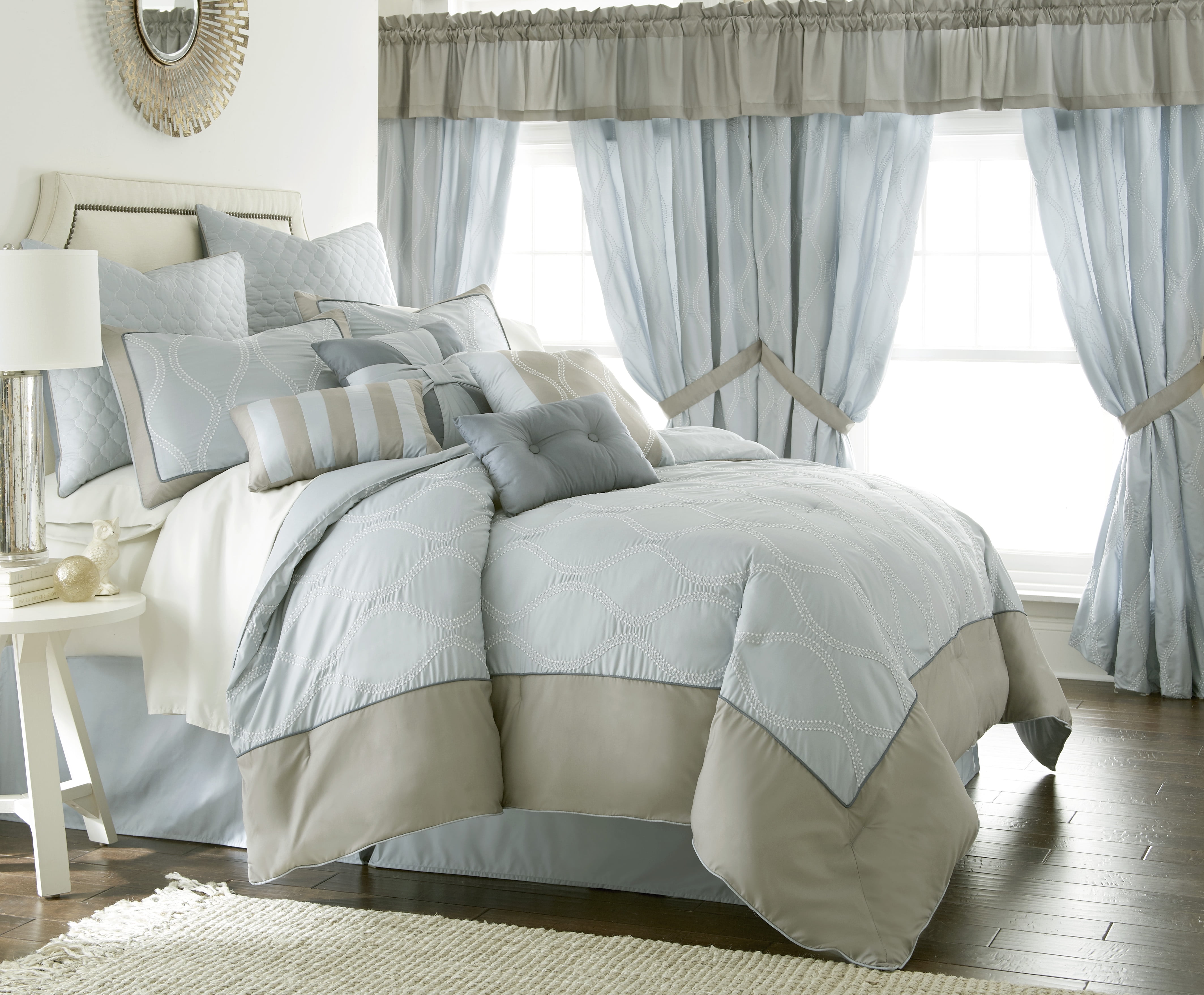 Angers 24 Piece King Size Polyester Comforter Set The Urban Port, Blue