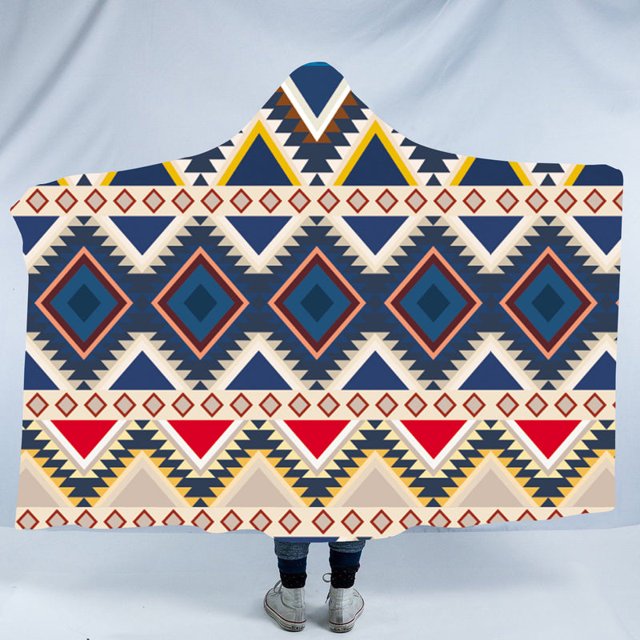 Manta con Capucha Diseño Nativo Americano Lt10