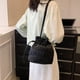 thumbnail image 3 of Bolso Tipo Cubo para Mujer Bolso Hobo Con Cordón Bolso Compras Plisado (negro), 3 of 9