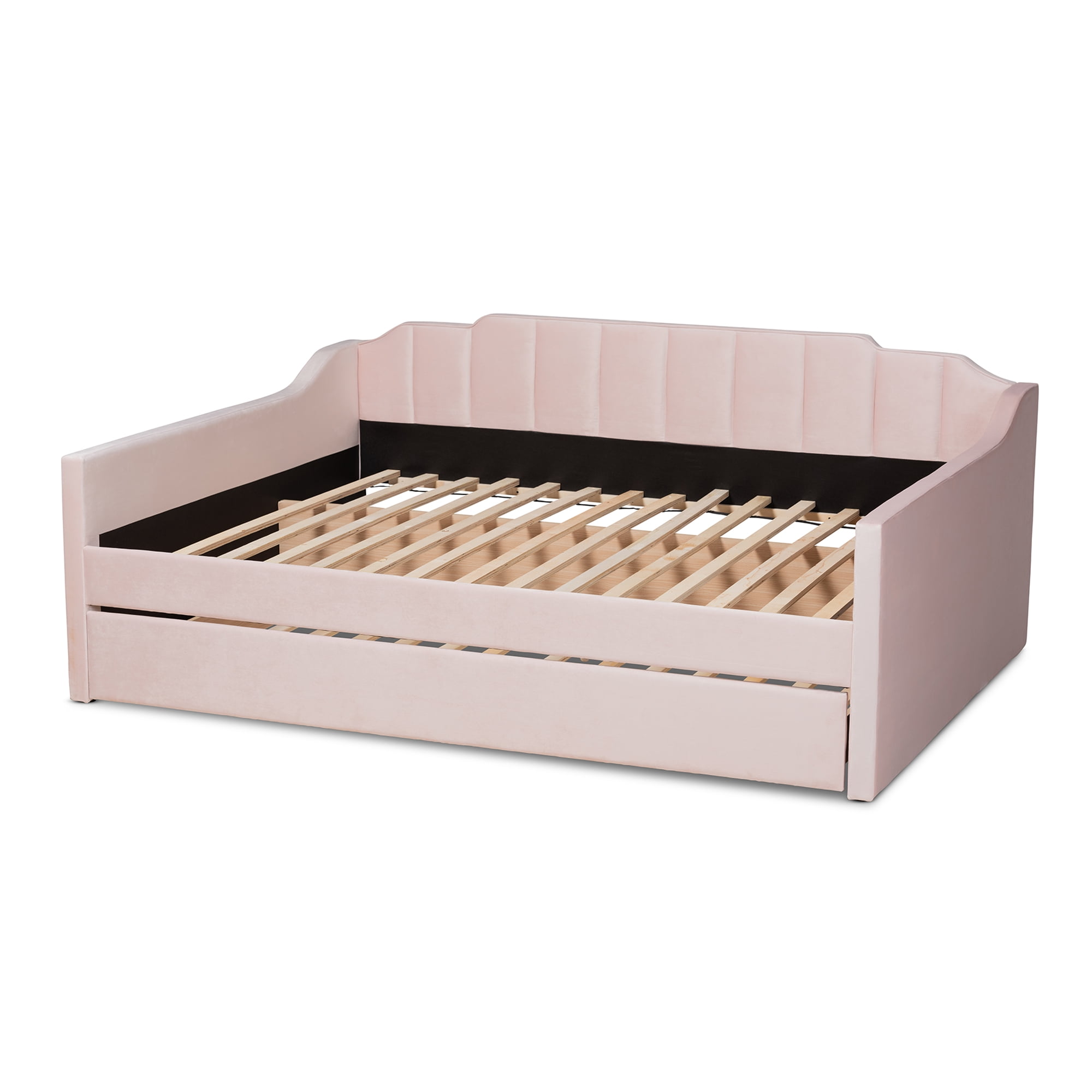 Baxton Studio Lennon Modern Engineered Wood with Trundle Daybed, Queen, Pink